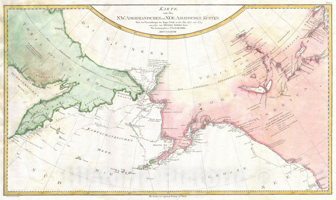 Historic Map : The Northwest Passage "Alaska, Pacific Northwest", Schraembl, 1788, Vintage Wall Art