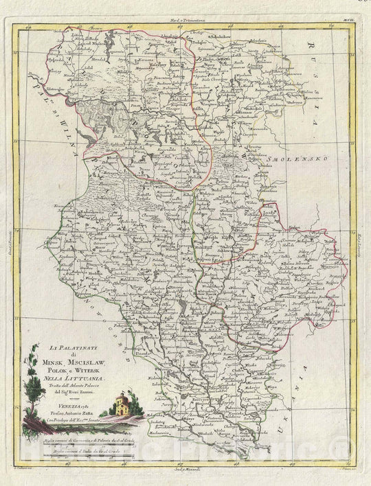 Historic Map : Minsk, Mscislaw, Polok and Witebsk, Poland, Zatta, 1781, Vintage Wall Art