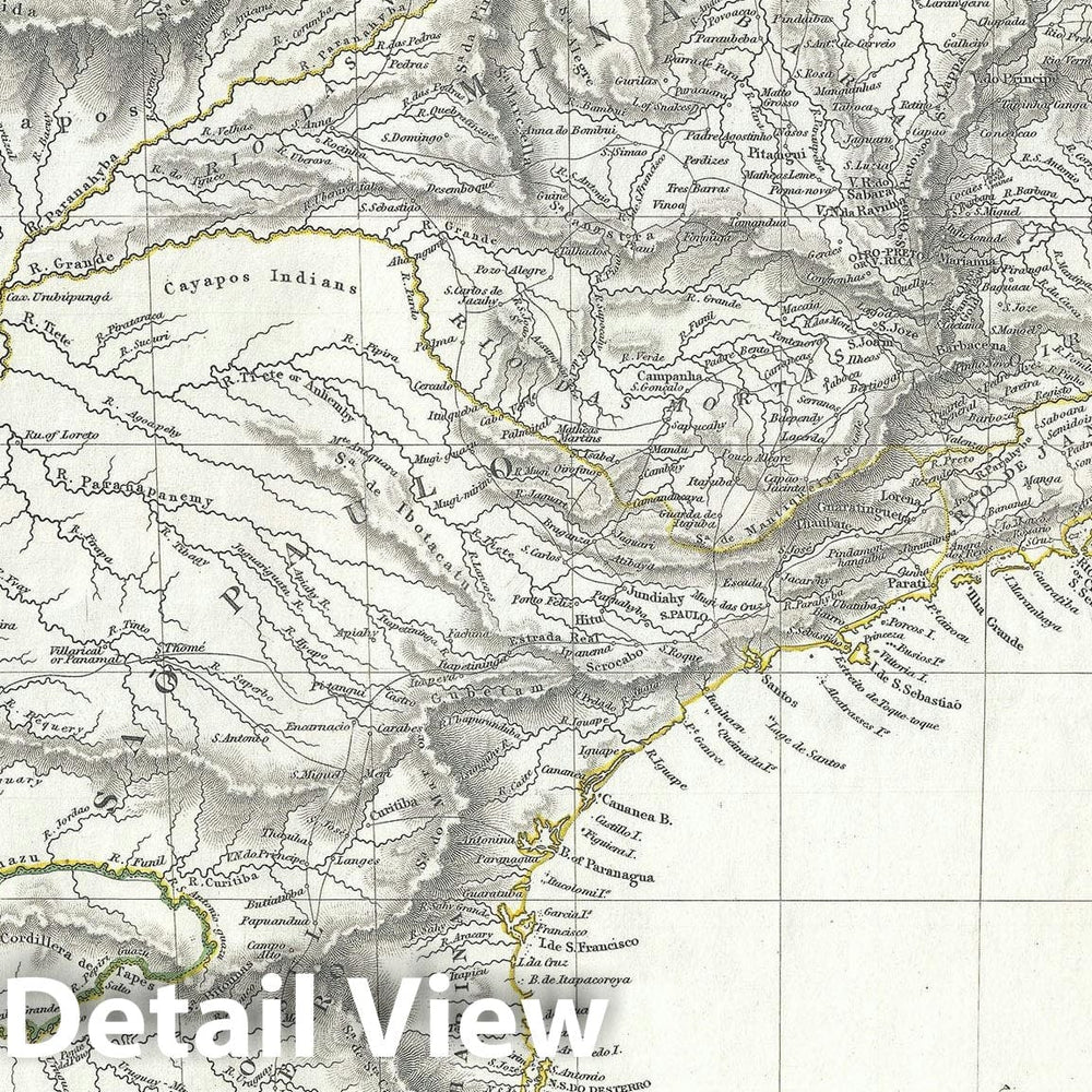 Historic Map : Uruguay, Paraguay and Brazil, S.D.U.K., 1837, Vintage Wall Art