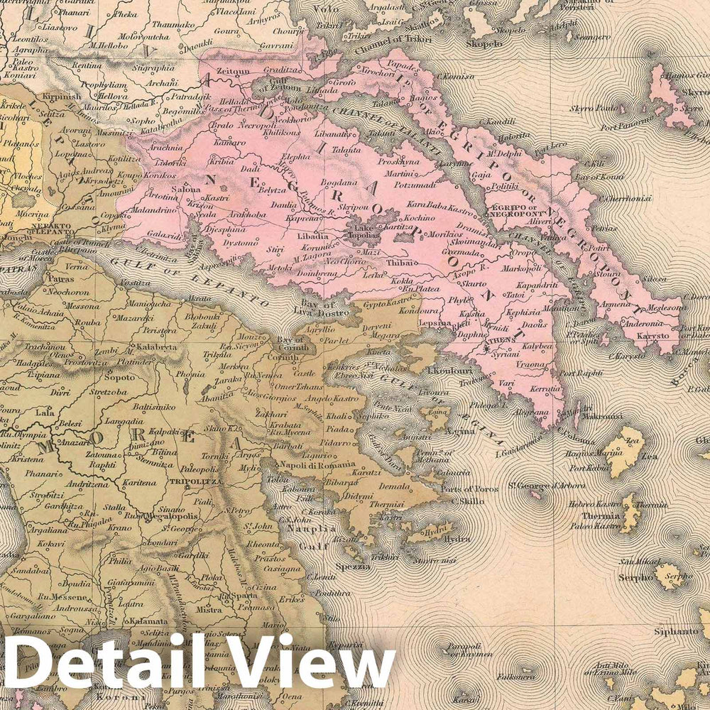 Historic Map : Greece, Mitchell, 1849, Vintage Wall Art