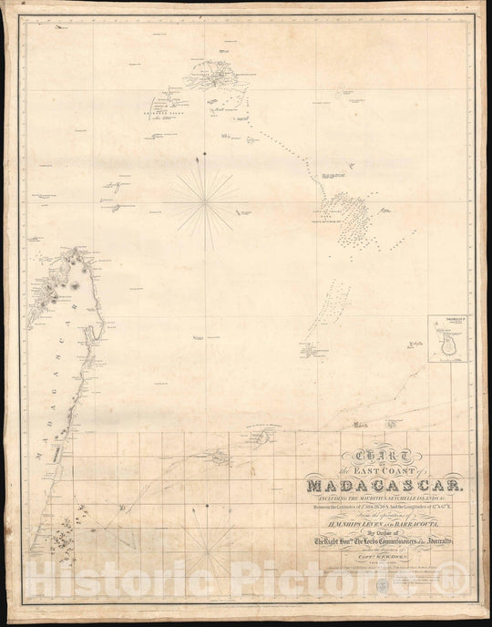 Historic Map : Nautical Chart East Madagascar w/Manuscript Whaling Notes, Owen, 1846, Vintage Wall Art