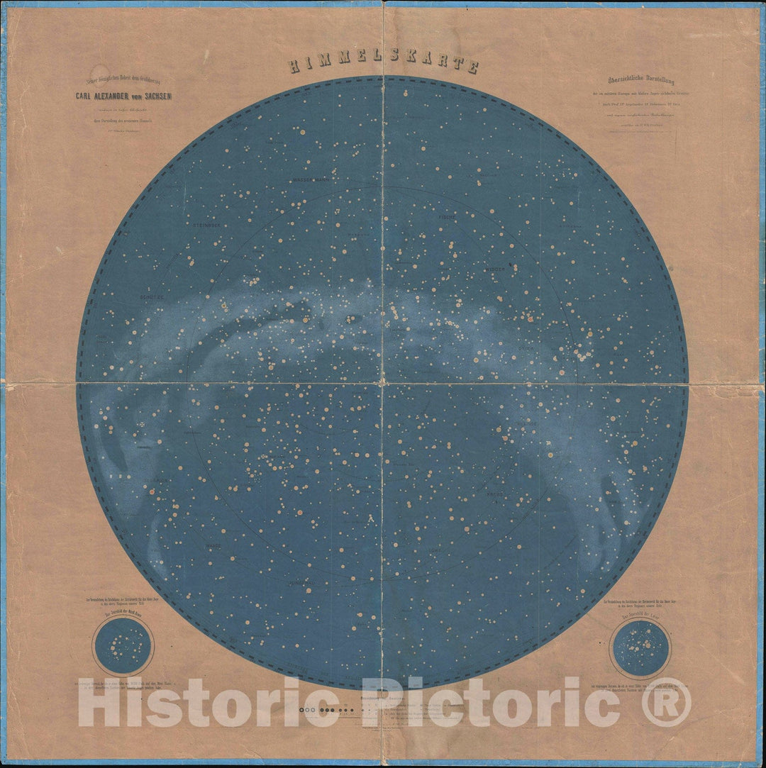 Historic Map : The Night Sky in Central Europe, Pitschner, 1875, Vintage Wall Art