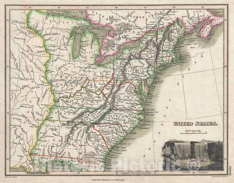 Historic Map : The United States [Franklinia], Thomson, 1819, Vintage Wall Art