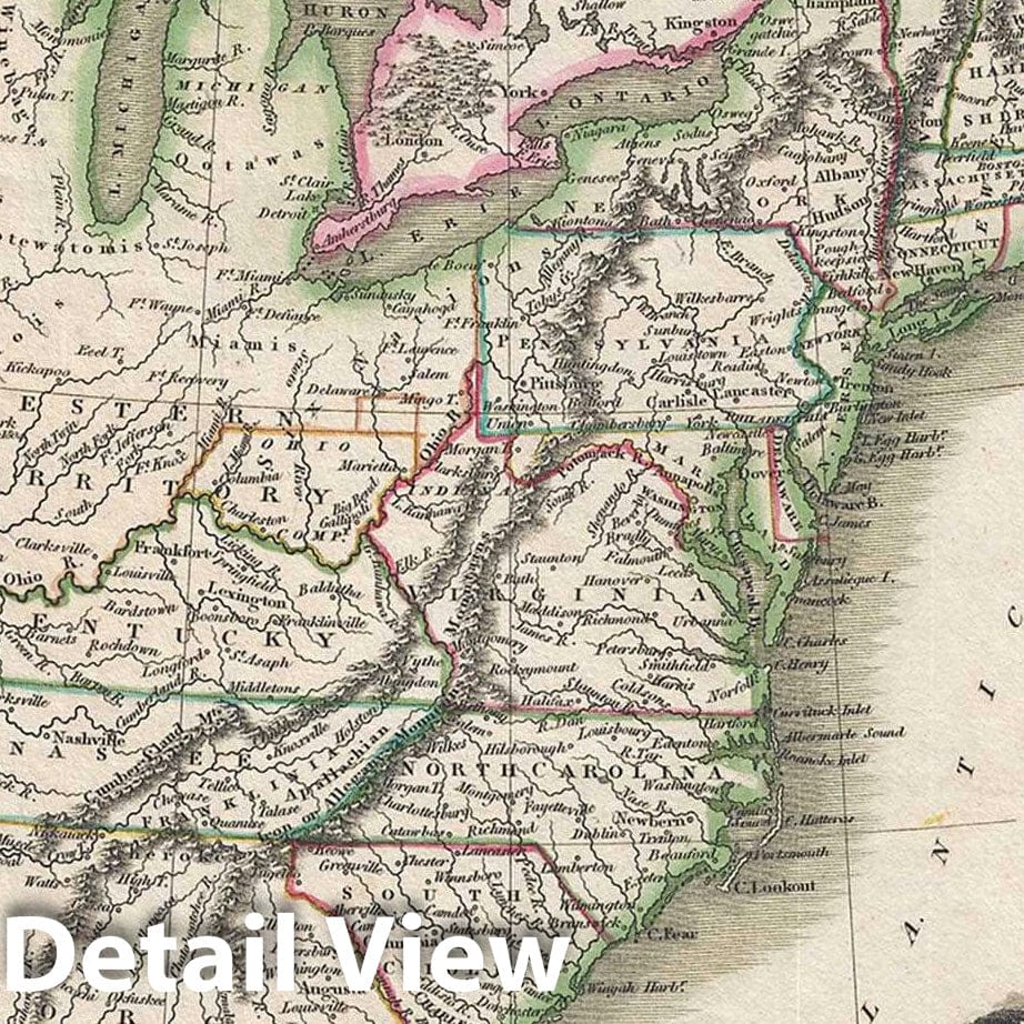 Historic Map : The United States [Franklinia], Thomson, 1819, Vintage Wall Art