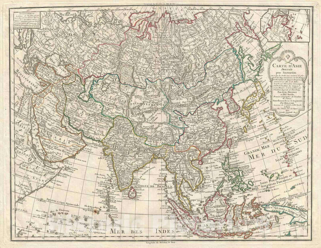 Historic Map : Asia "Sea of Korea", Delisle and Buache, 1800, Vintage Wall Art