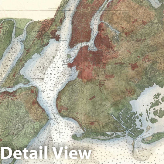 Historic Map : Nautical Chart New York City and Harbor, U.S. Coast Survey, 1866, Vintage Wall Art