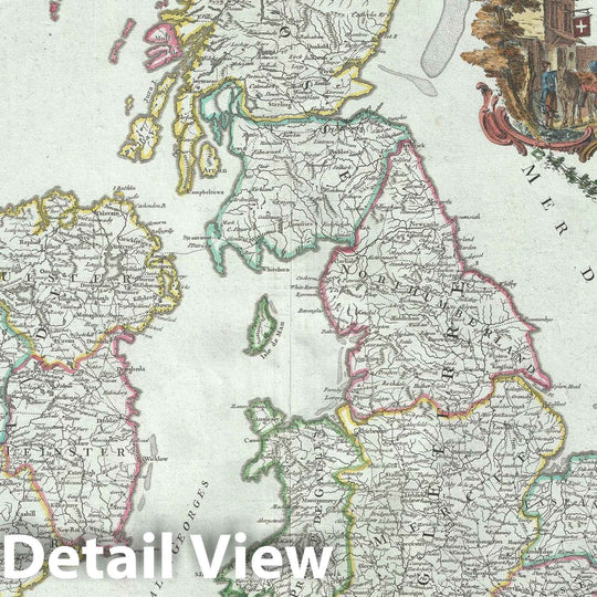 Historic Map : The British Isles "England, Scotland, Ireland" showing Roads, Vaugondy, 1757, Vintage Wall Art