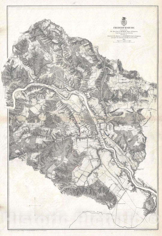 Historic Map : The Battlefield of Fredericksburg during The U.S. Civil War, Weyss, 1867, Vintage Wall Art