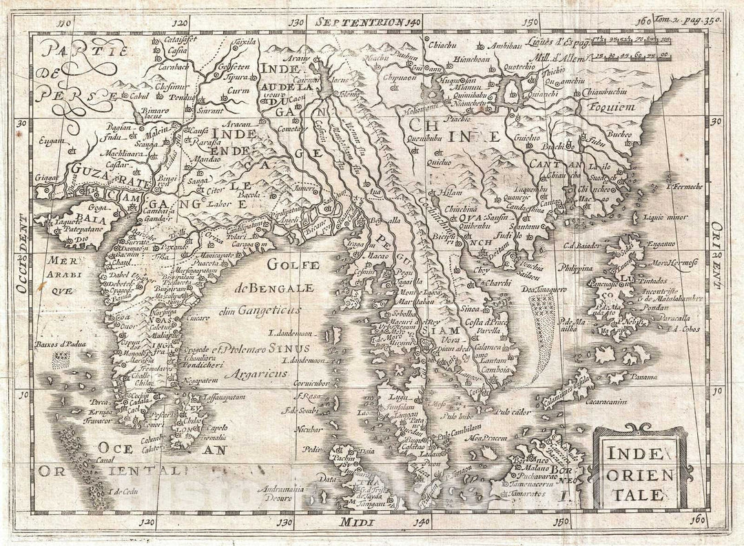 Historic Map : India, Chia, and Southeast Asia "Siam, Malay", Cluver, 1700, Vintage Wall Art