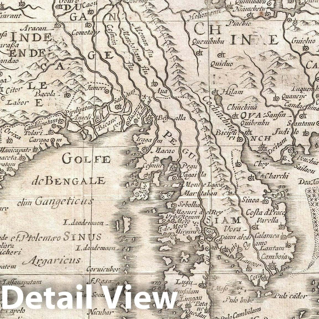 Historic Map : India, Chia, and Southeast Asia "Siam, Malay", Cluver, 1700, Vintage Wall Art