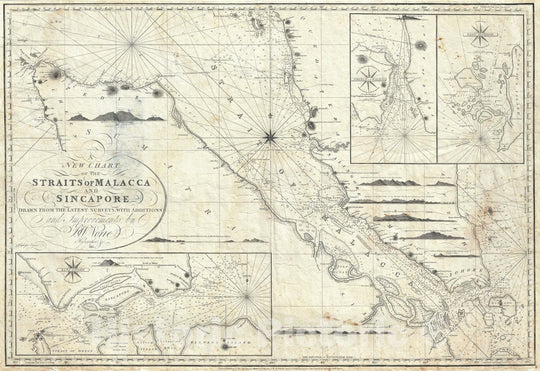 Historic Map : Singapore and The Straits of Malacca, Malaysia, Norie, 1815, Vintage Wall Art