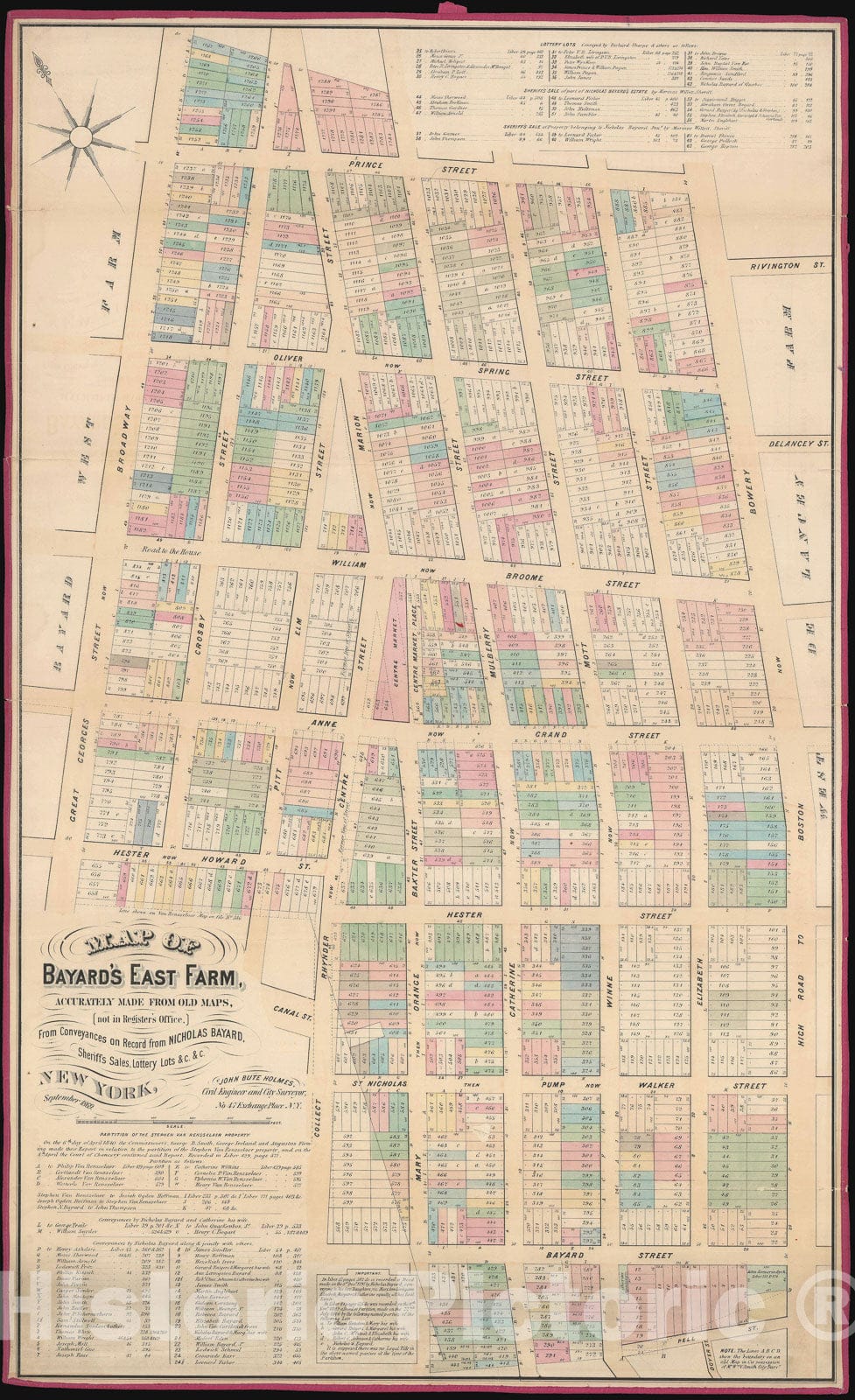 Historic Map : Little Italy, Nolita, and Soho, Manhattan, NYC, Holmes, 1869, Vintage Wall Art