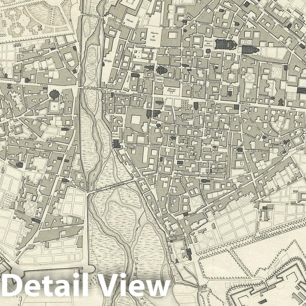 Historic Map : Plan of Parma, Italy, S.D.U.K., 1840, Vintage Wall Art