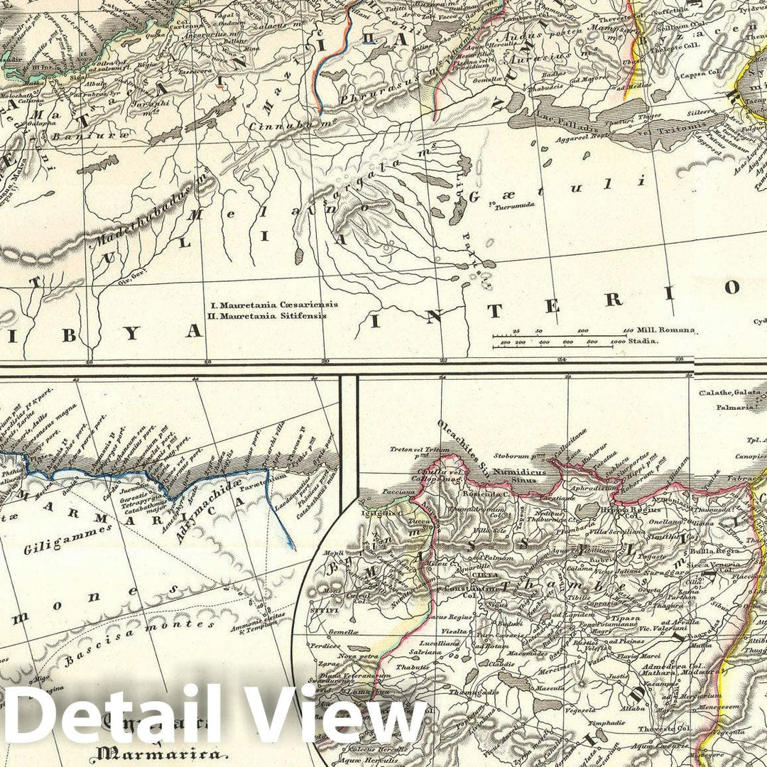 Historic Map : North Africa in Ancient Times "Carthage, Alexandria", Spruneri, 1855, Vintage Wall Art