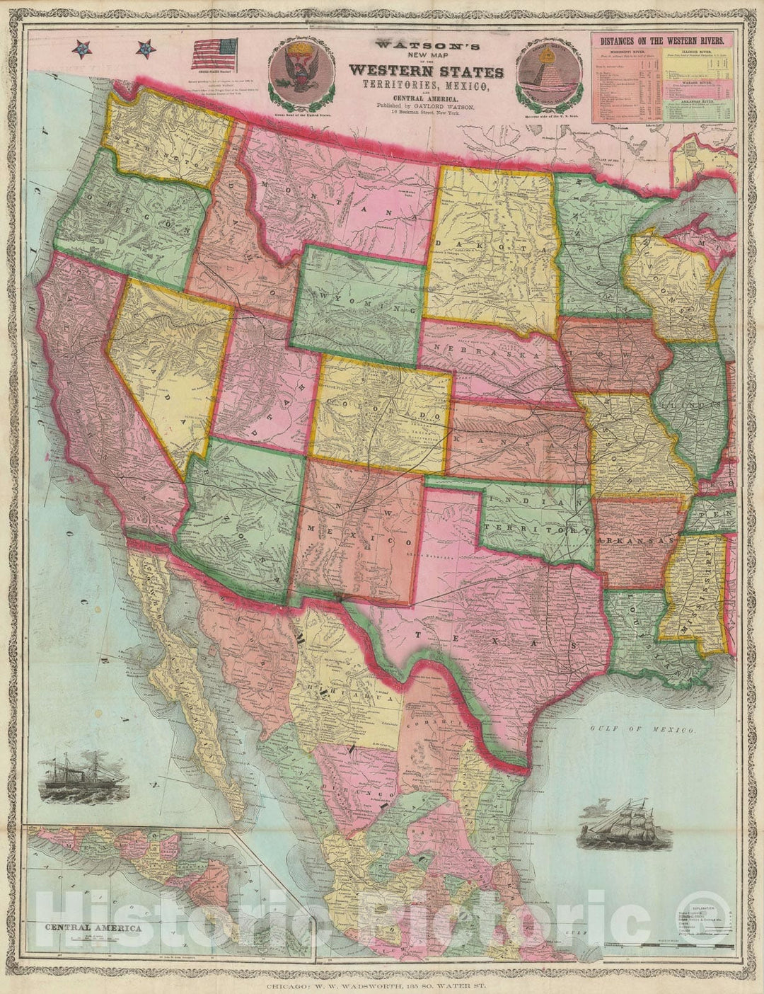 Historic Map : The Western United States, Gaylord Watson, 1869, Vintage Wall Art