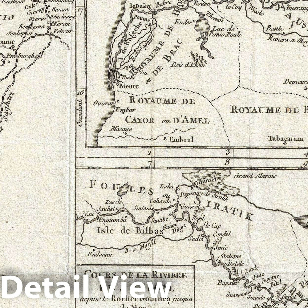 Historic Map : The Senegal River, Vaugondy, 1749, Vintage Wall Art