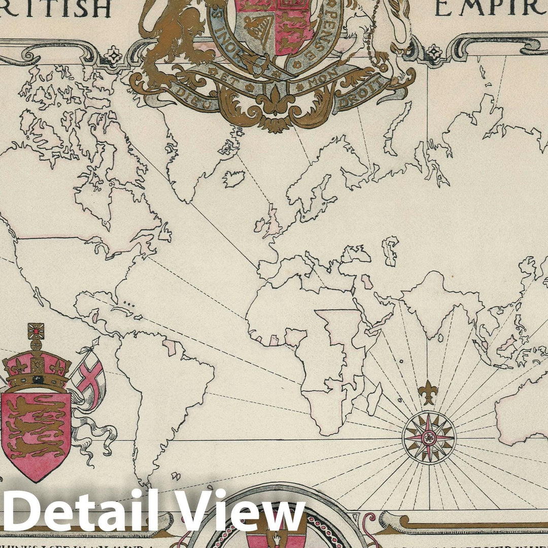 Historic Map : The British Empire - original manuscript, Webb, 1937, Vintage Wall Art