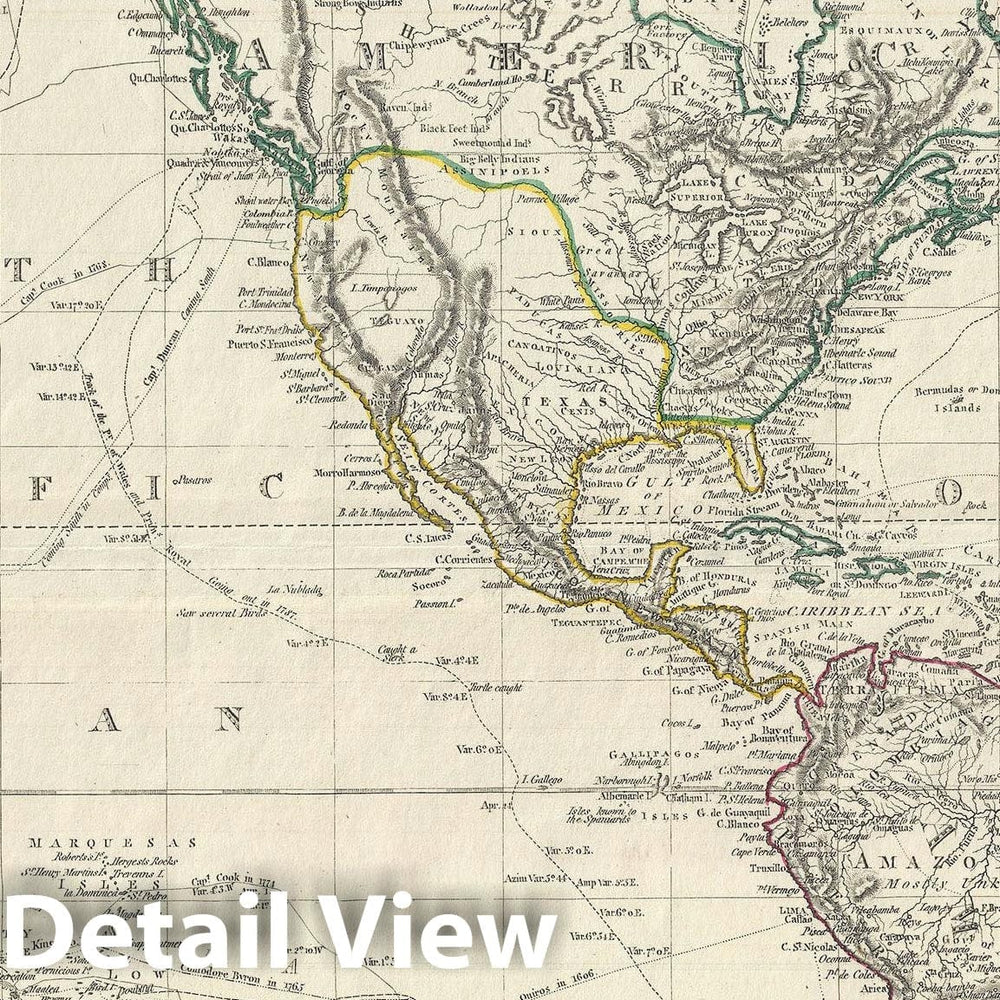 Historic Map : North America and South America on Mercator's Projection, Lizars, 1831, Vintage Wall Art