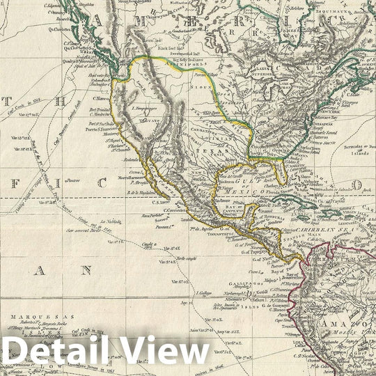 Historic Map : North America and South America on Mercator's Projection, Lizars, 1831, Vintage Wall Art