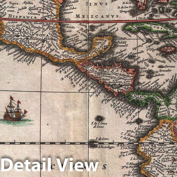 Historic Map : Visscher Map of North America and South America , 1658, Vintage Wall Art