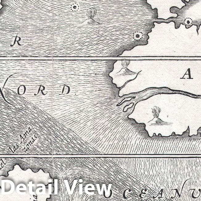 Historic Map : Kircher Map of The World (Earliest Map of World to Show Currents), 1665, Vintage Wall Art