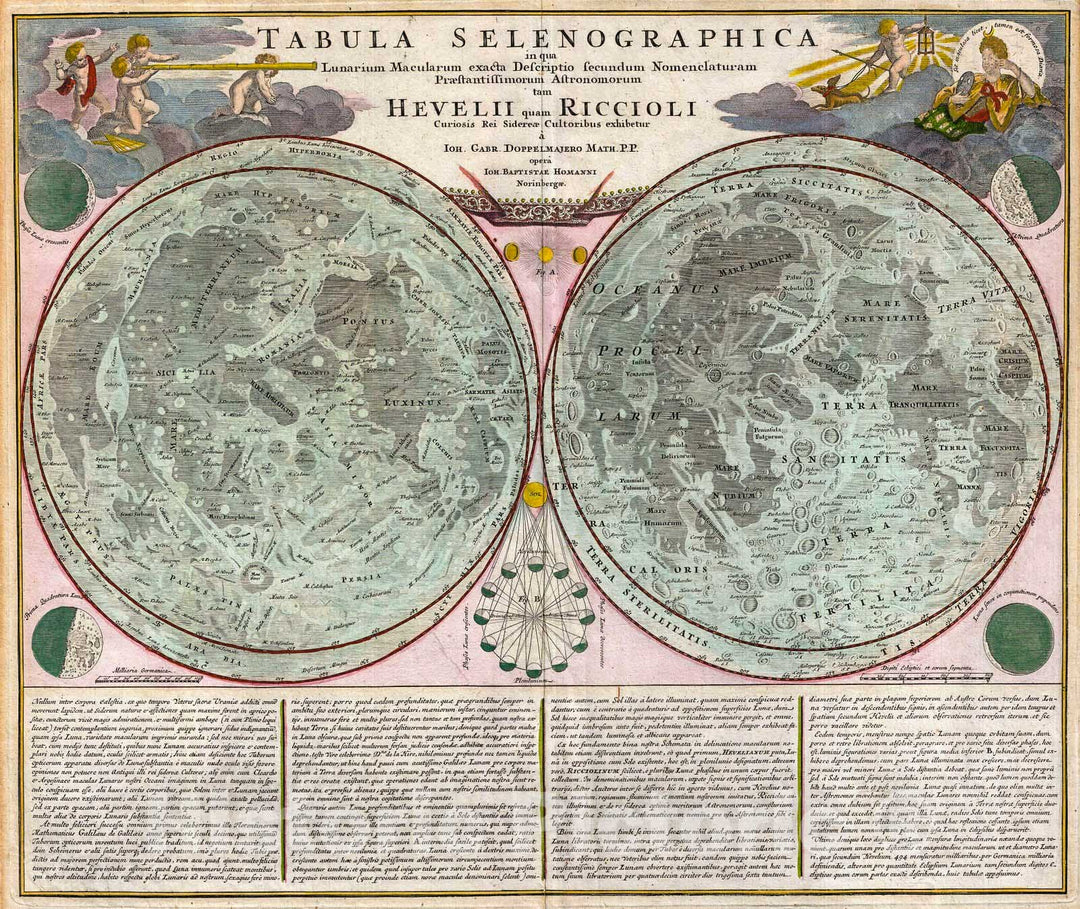 Historic Map : Homann and Doppelmayr Map of The Moon , 1707, Vintage Wall Art