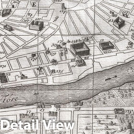 Historic Map : Chatelain Plan or Map of Rome, Italy, 1721, Vintage Wall Art