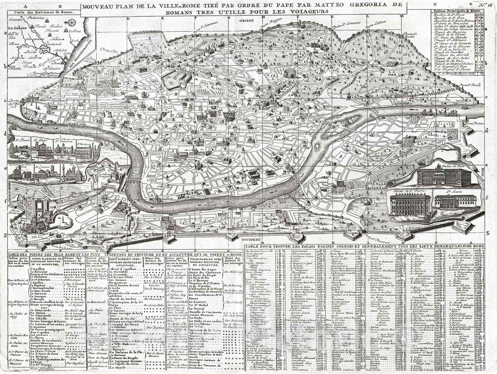 Historic Map : Chatelain Plan or Map of Rome, Italy, 1721, Vintage Wall Art