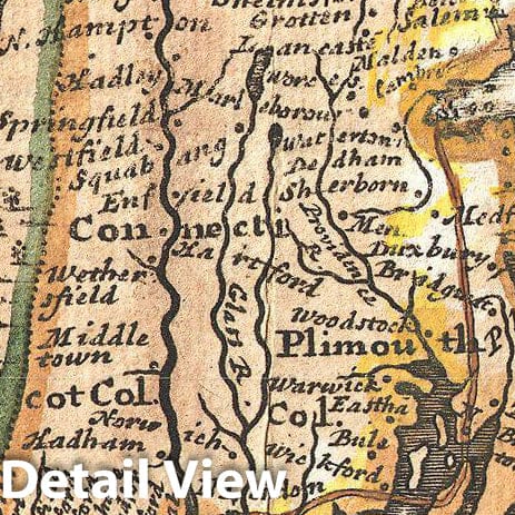 Historic Map : Moll Map of New York, New England, and Pennsylvania (First Postal Map of New England), 1729, Vintage Wall Art