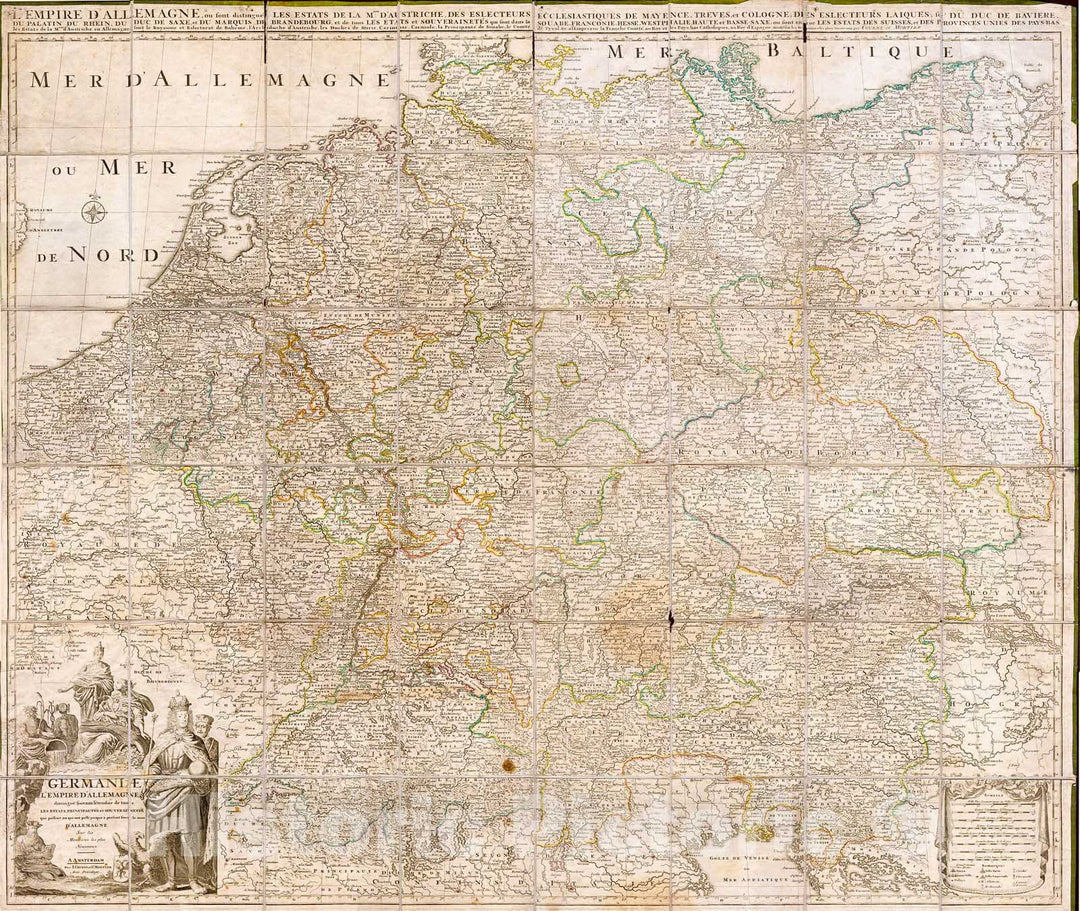 Historic Map : Covens and Mortier Map of Germany (Folding Case Map) , 1730, Vintage Wall Art