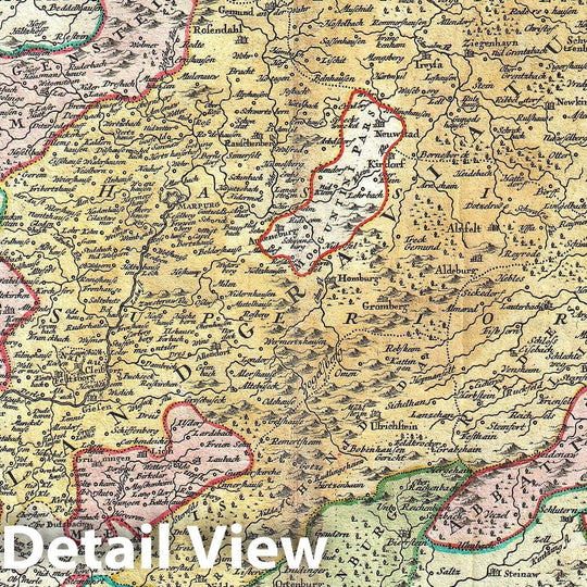 Historic Map : Homann Map of The Upper Rhine (Frankfurt, Cassel, Coblentz, Darmstadt) , 1730, Vintage Wall Art