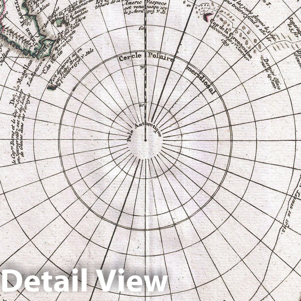 Historic Map : Covens and Mortier Map of The Southern Hemisphere (South Pole, Antarctic), 1741, Vintage Wall Art