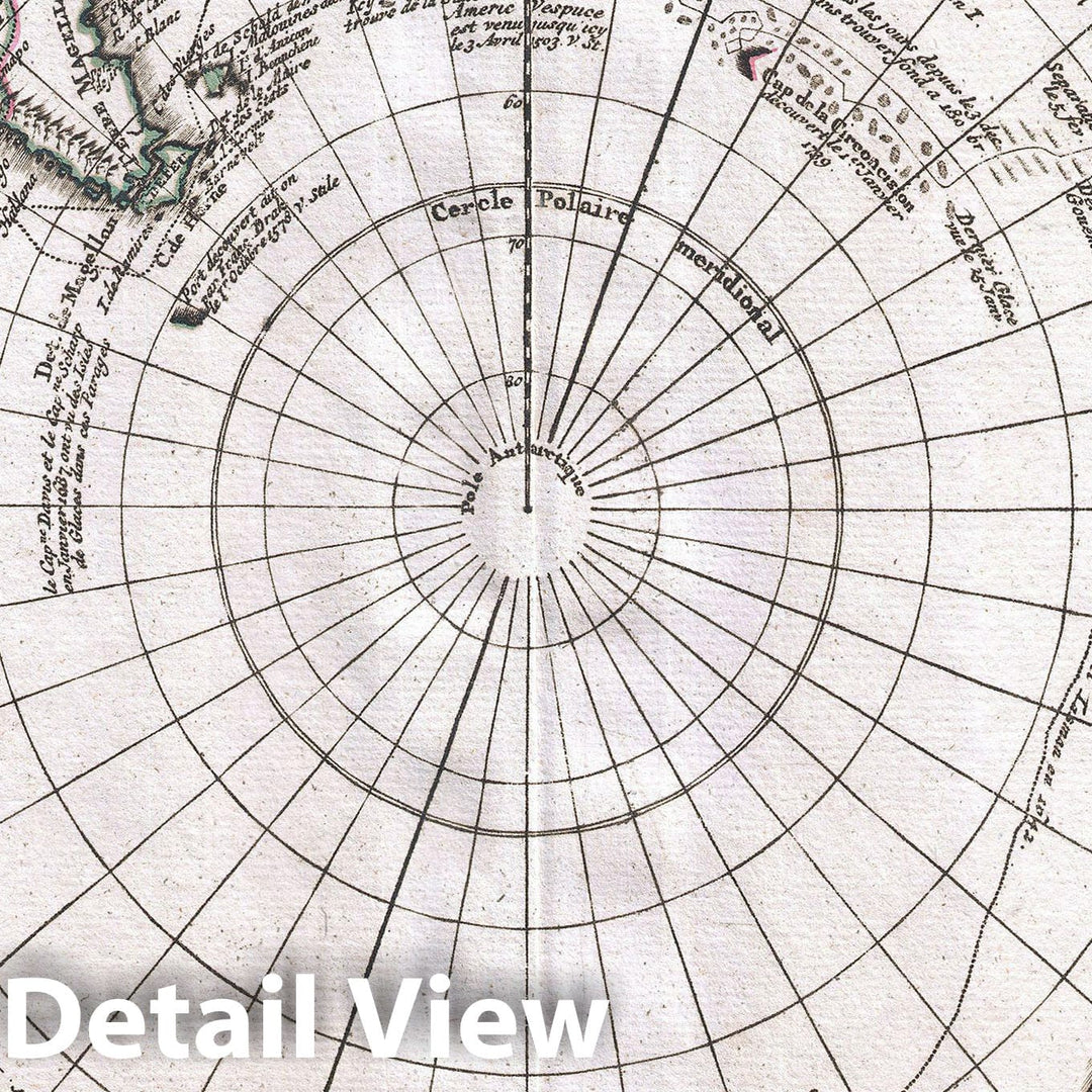 Historic Map : Covens and Mortier Map of The Southern Hemisphere (South Pole, Antarctic), 1741, Vintage Wall Art