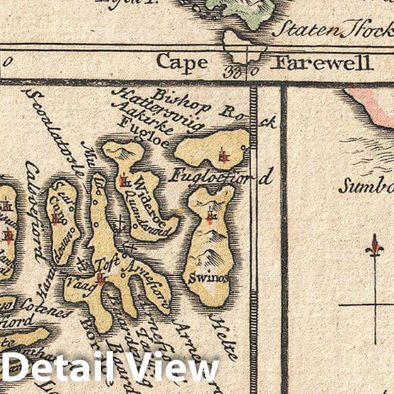 Historic Map : Bowen Map of The North Atlantic Islands, Greenland, Iceland, Faroe Islands (Maelstrom), 1747, Vintage Wall Art