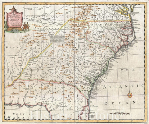 Historic Map : Bowen Map of The Southeastern United States (Carolina, Georgia, Florida) , 1747, Vintage Wall Art