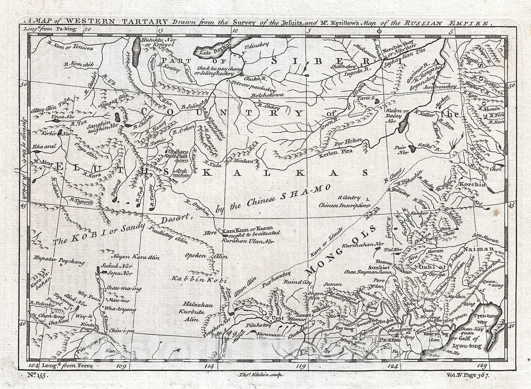 Historic Map : Kitchin Map of Central Asia and The Gobi Desert, 1747, Vintage Wall Art