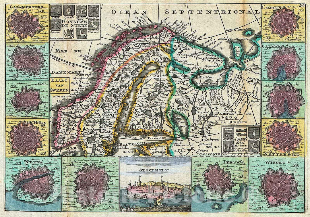 Historic Map : La Feuille Map of Scandinavia (Sweden, Norway, Finland), 1747, Vintage Wall Art