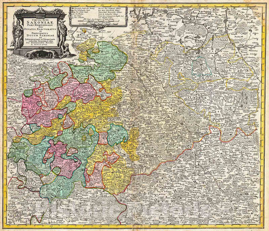 Historic Map : Homann Heirs Map of Saxony, Germany, and The Czech Republic , 1757, Vintage Wall Art