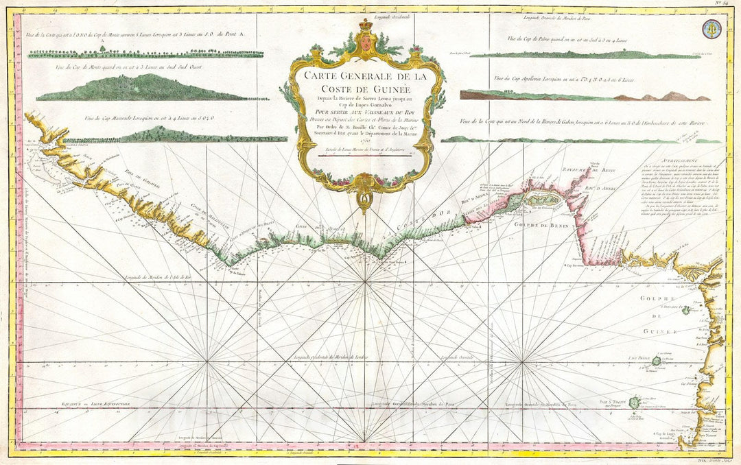 Historic Map : Bonne Map of West Africa, The Gulf of Guinea, and Benin, 1765, Vintage Wall Art