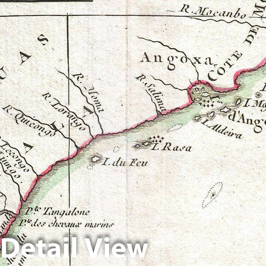 Historic Map : Bonne Map of East Africa, Madagascar, Isle Bourbon and Mauritius (Mozambique), 1770, Vintage Wall Art