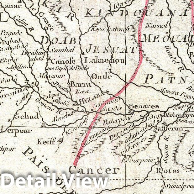 Historic Map : Bonne Map of Northern India, Burma and Pakistan, 1770, Vintage Wall Art