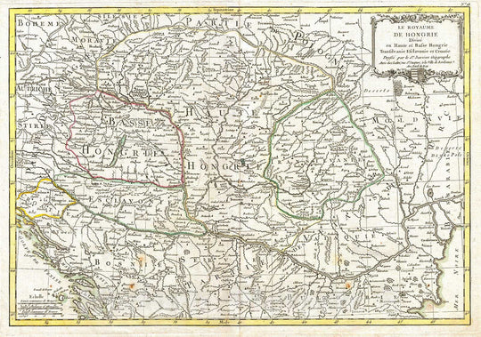 Historic Map : Janvier Map of Hungary, Romania, Transylvania, Moldova, Croatia and Bosnia, 1770, Vintage Wall Art