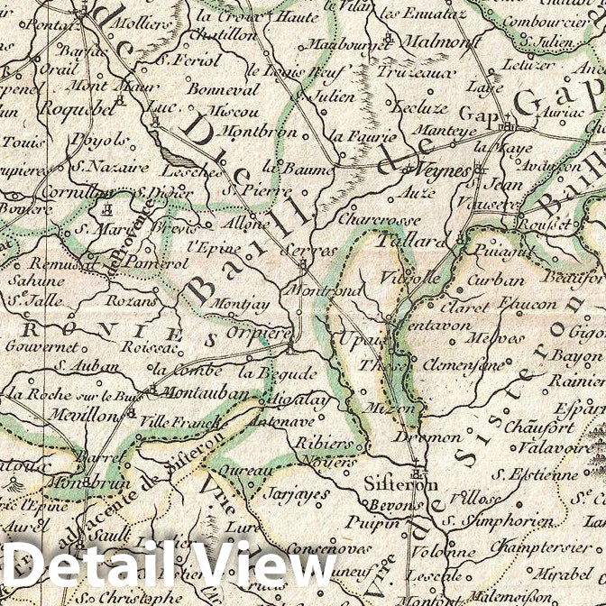 Historic Map : Bonne Map of Dauphine and Provence, France, 1771, Vintage Wall Art