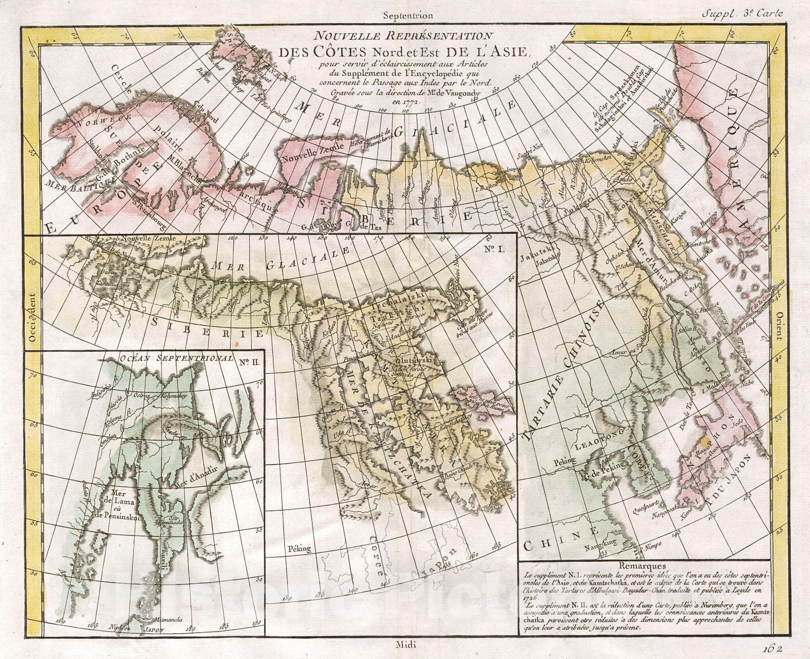 Historic Map : Vaugondy, Diderot Map of Asia and The Northeast Passage , 1772, Vintage Wall Art