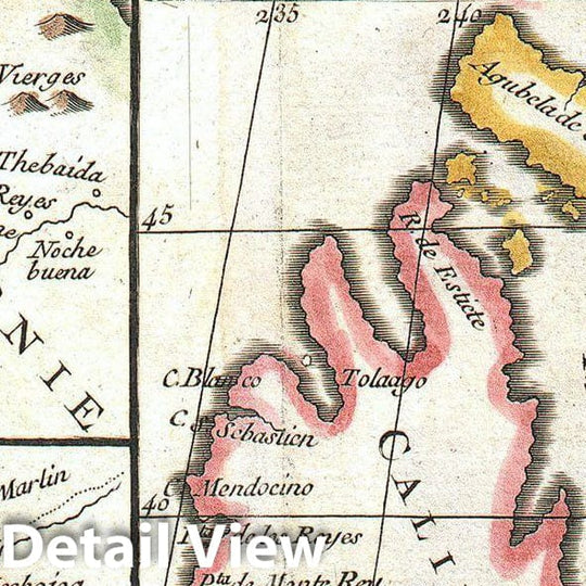 Historic Map : Vaugondy, Diderot Map of California in Five States, California as Island. , 1772, Vintage Wall Art