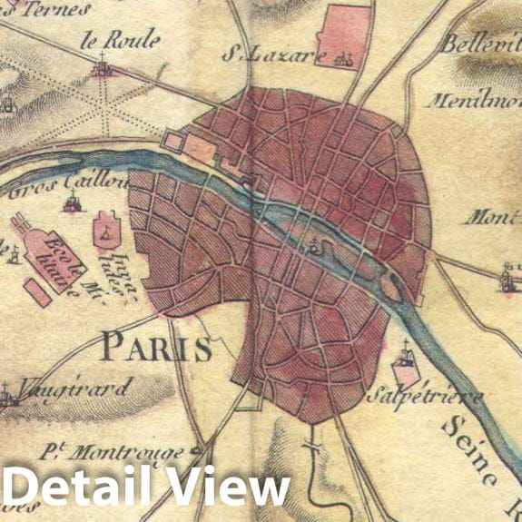 Historic Map : Bonne Map of The Environs of Paris, France, Version 2, 1780, Vintage Wall Art