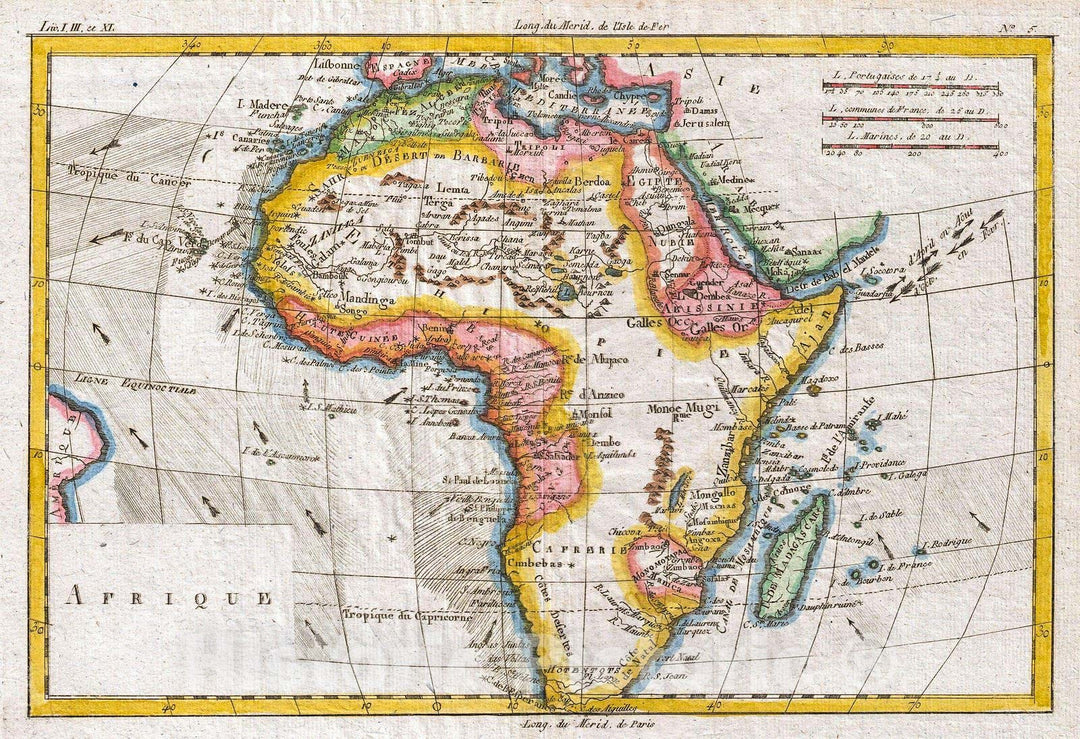 Historic Map : Raynal and Bonne Map of Africa, 1780, Vintage Wall Art