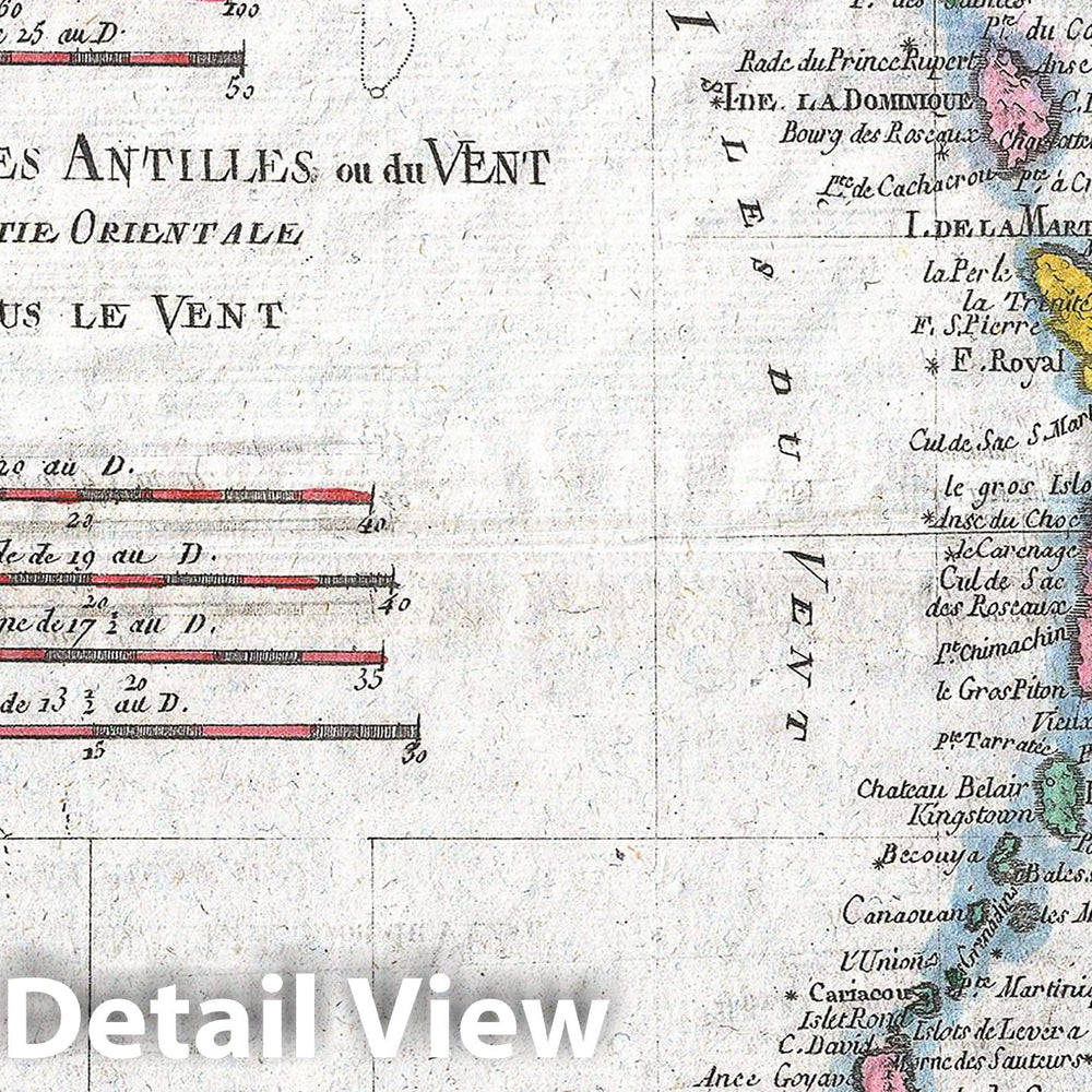 Historic Map : Raynal and Bonne Map of Antilles Islands, 1780, Vintage Wall Art