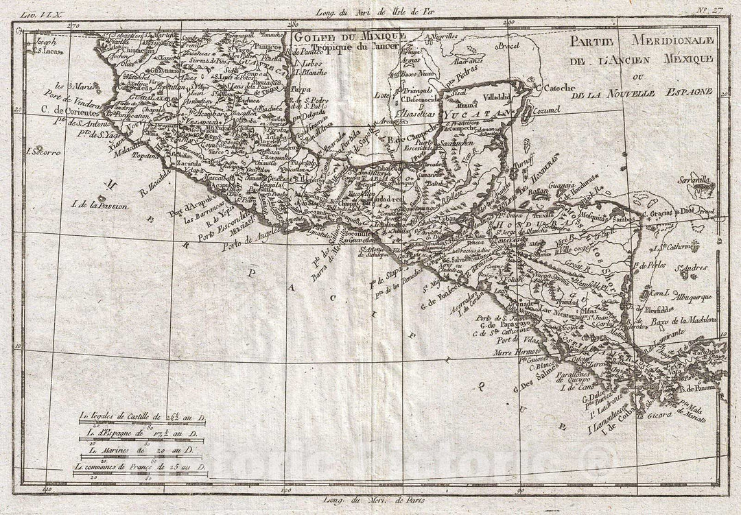 Historic Map : Raynal and Bonne Map of Central America and Southern Mexico, 1780, Vintage Wall Art