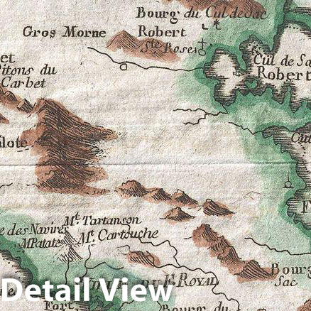 Historic Map : Raynal and Bonne Map of Martinique, West Indies, 1780, Vintage Wall Art